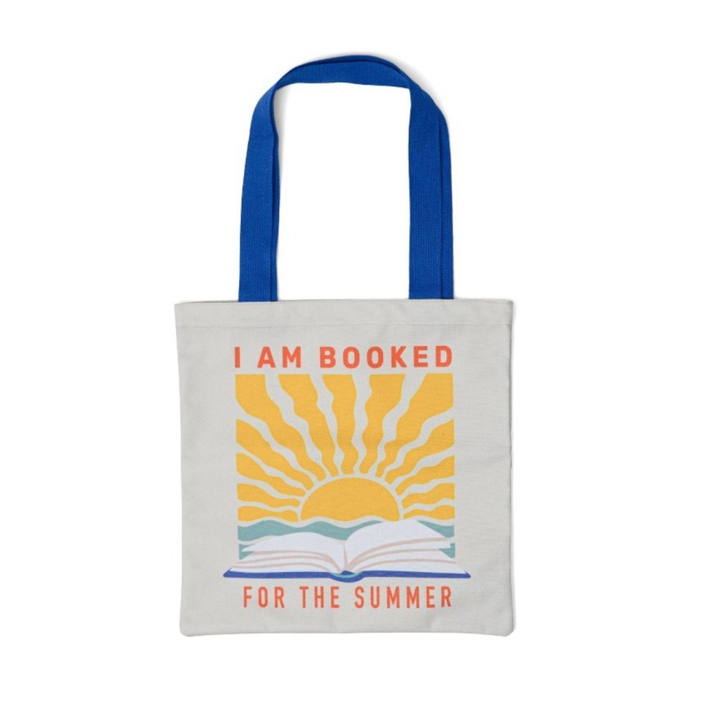 Summer Tote Bag with Blue Handles